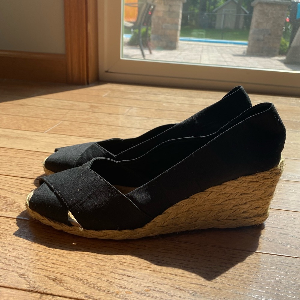 Ralph Lauren Black Wedge Sandals